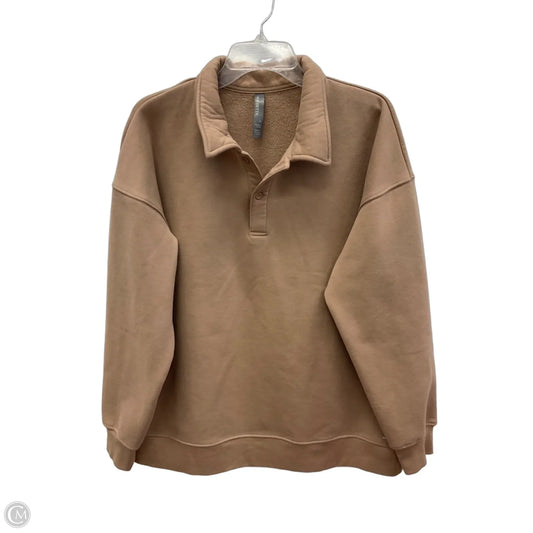 Athletic Top Long Sleeve Collar By Mondetta In Brown, Size: Xl