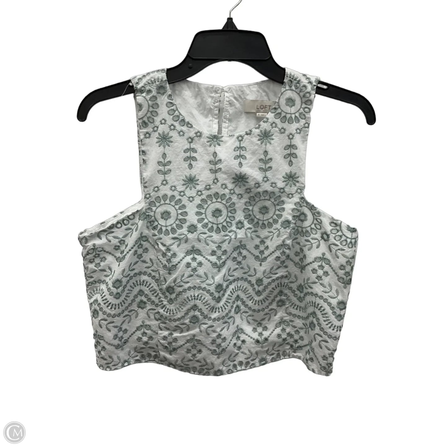 Top Sleeveless By Loft In Green & White, Size: S