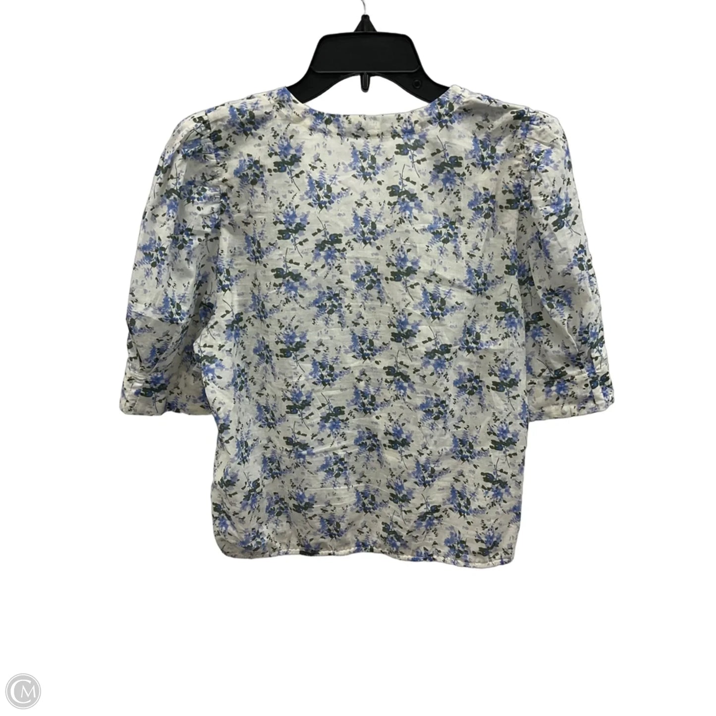 Top Short Sleeve By Heartloom In Blue & White, Size: M