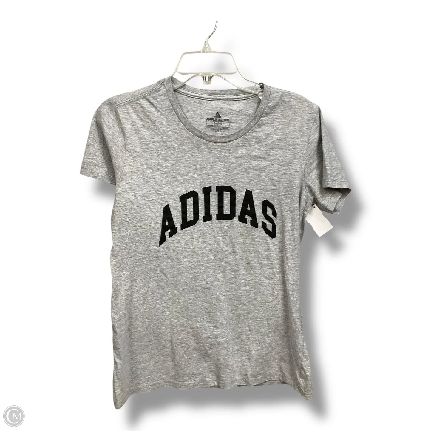 Athletic Top Short Sleeve By Adidas In Grey, Size: M