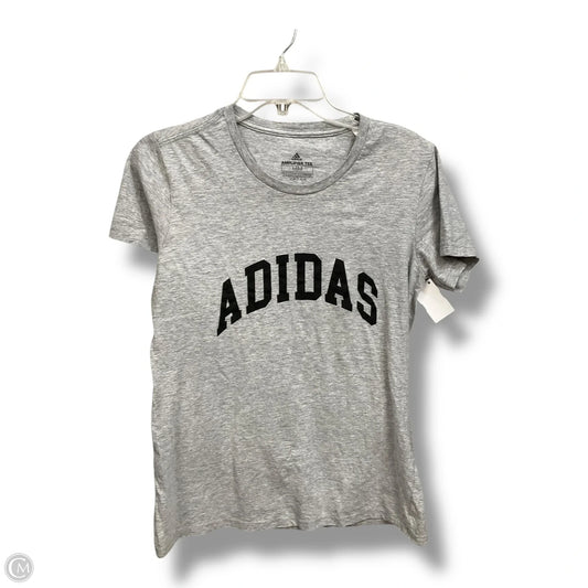 Athletic Top Short Sleeve By Adidas In Grey, Size: M