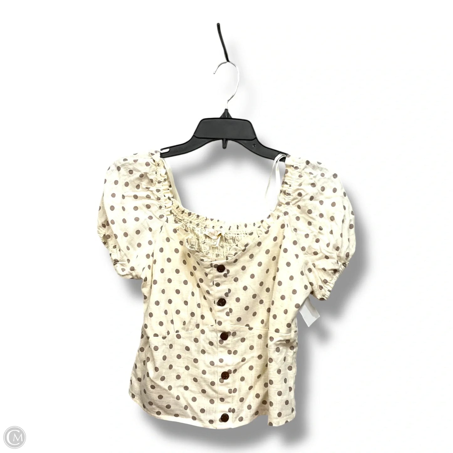 Top Short Sleeve By Monteau In Polkadot Pattern, Size: Xl