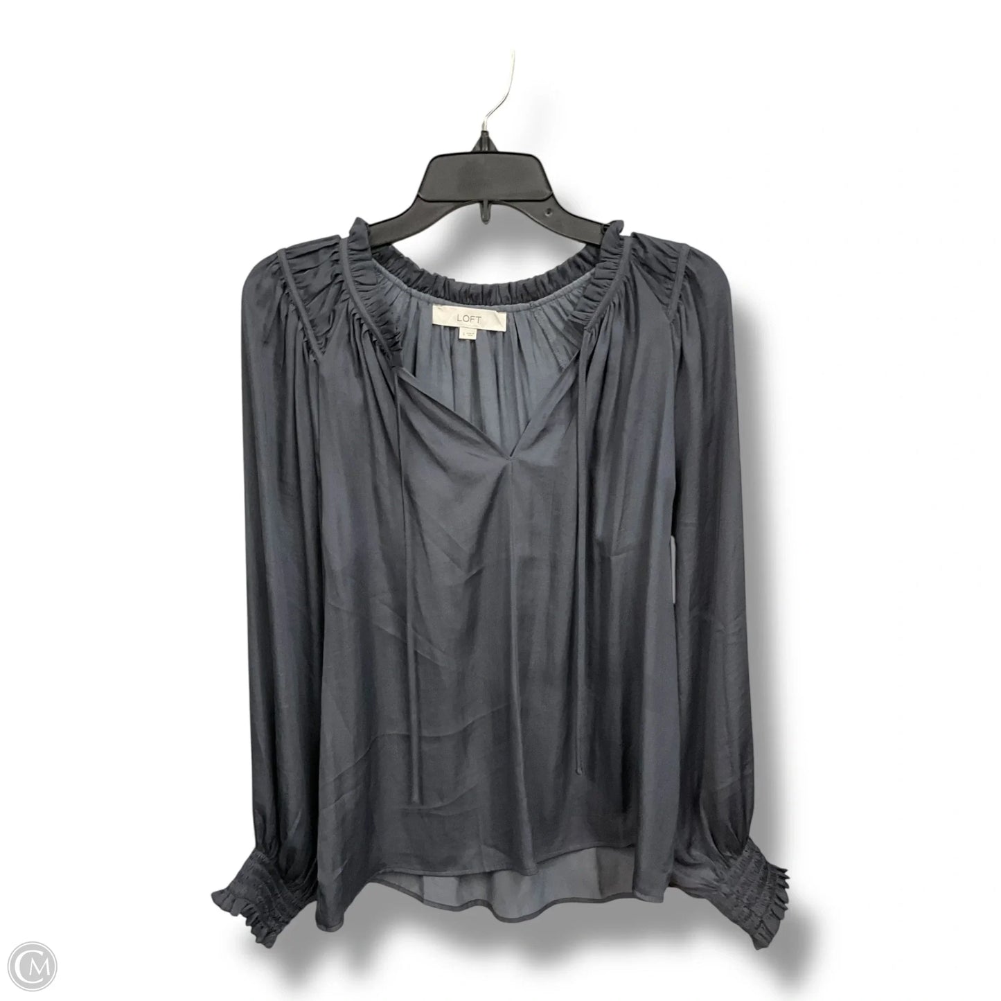 Blouse Long Sleeve By Loft In Grey, Size: S