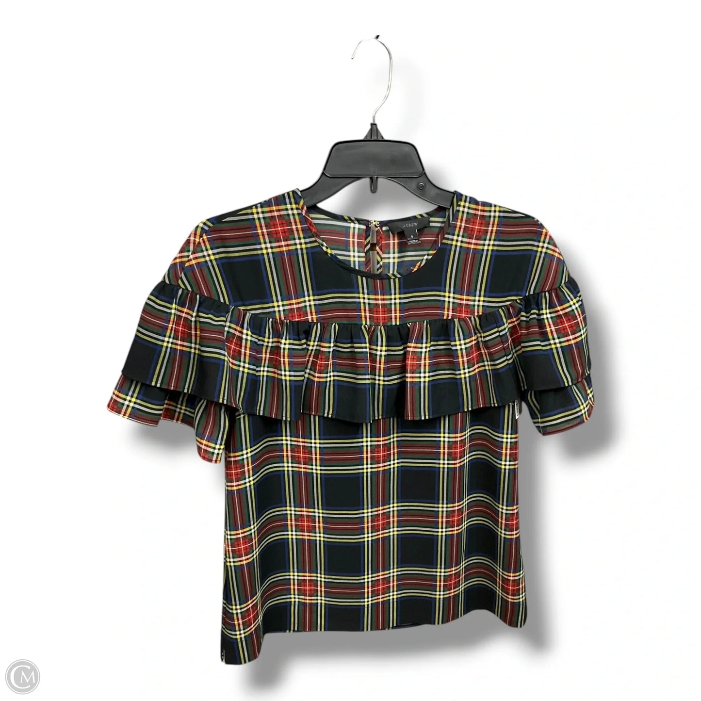 Top Short Sleeve By J. Crew In Plaid Pattern, Size: 0