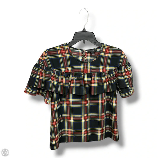 Top Short Sleeve By J. Crew In Plaid Pattern, Size: 0