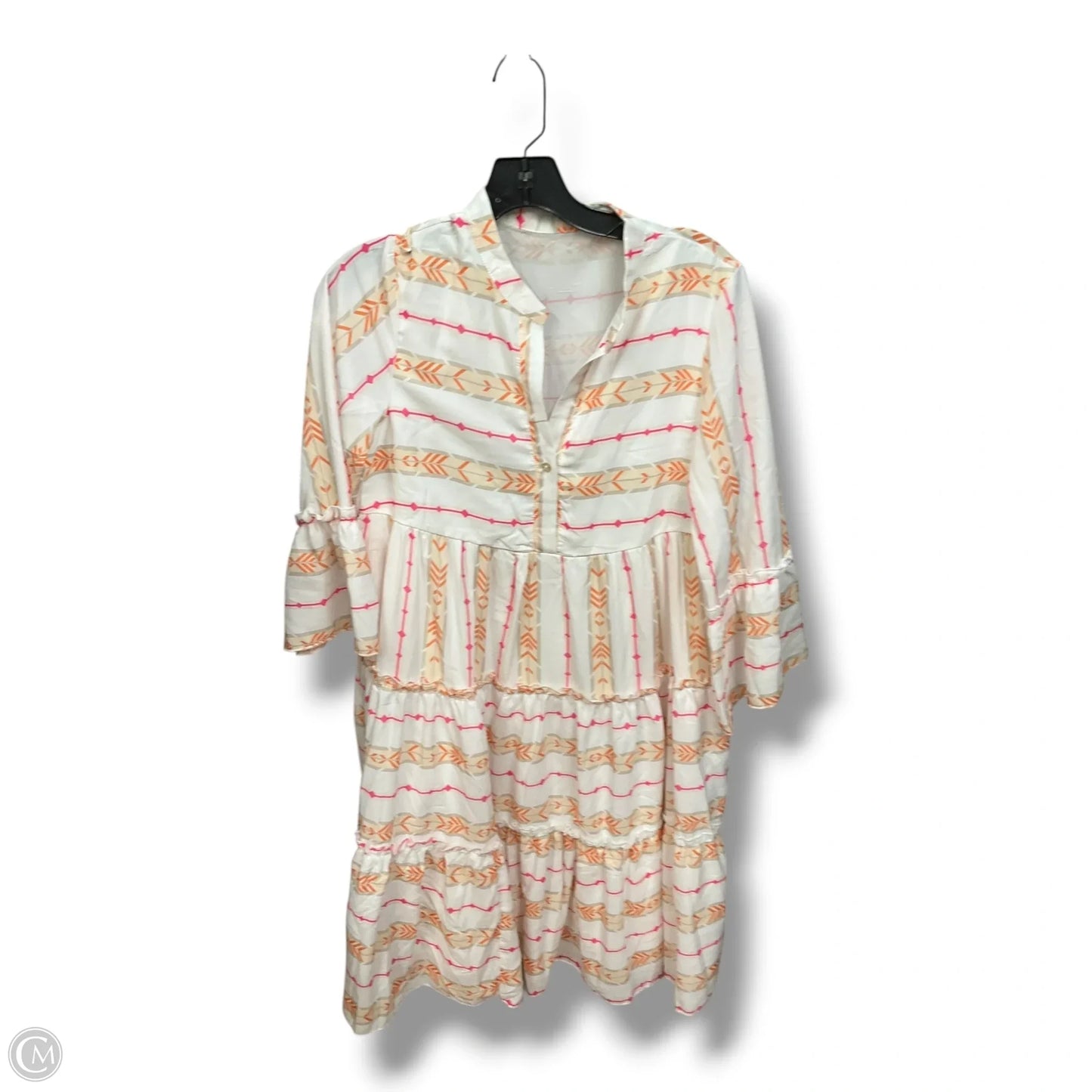 Dress Casual Midi By Cmc In Cream & Pink, Size: S