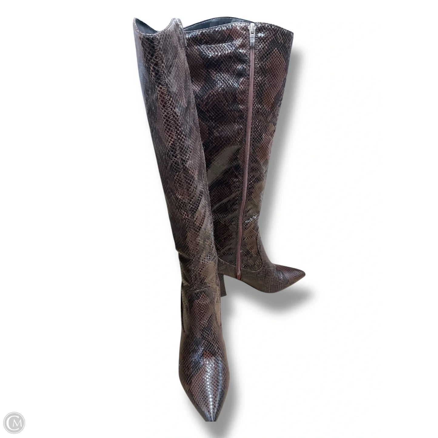 Boots Knee Heels By Marc Fisher In Snakeskin Print, Size: 7.5