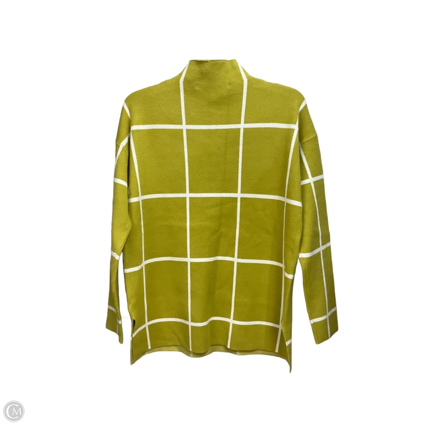 Top Long Sleeve By Max Studio In Green & White, Size: M