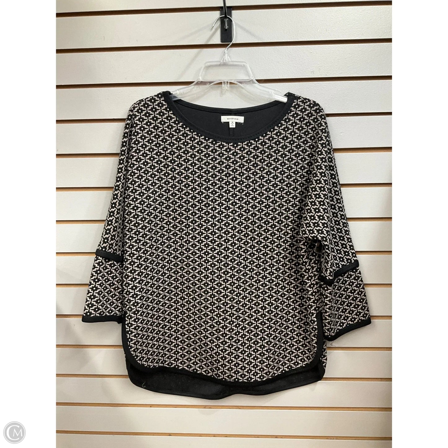 Top 3/4 Sleeve By Max Studio In Black & Tan, Size: M