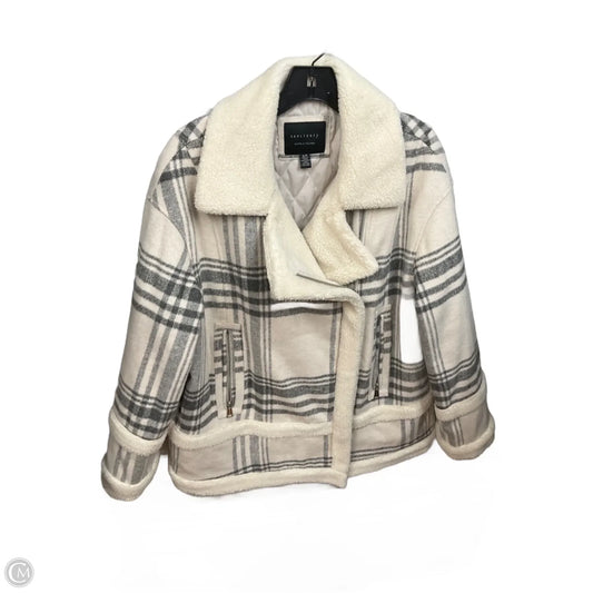 Coat Faux Fur & Sherpa By Sanctuary In Cream & Grey, Size: S