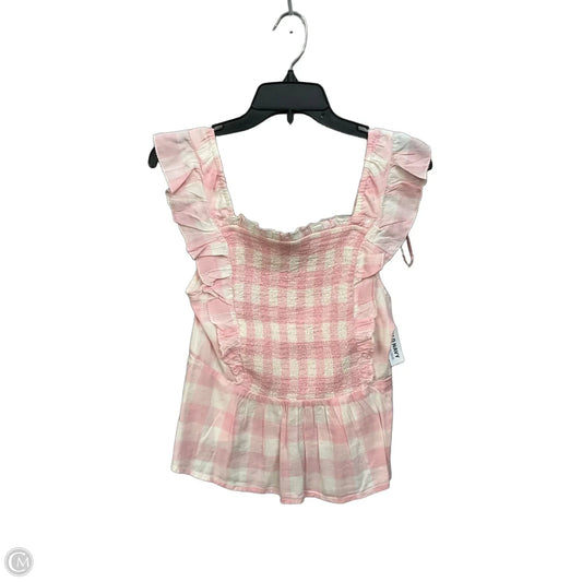 Top Sleeveless By Old Navy In Pink & White, Size: M