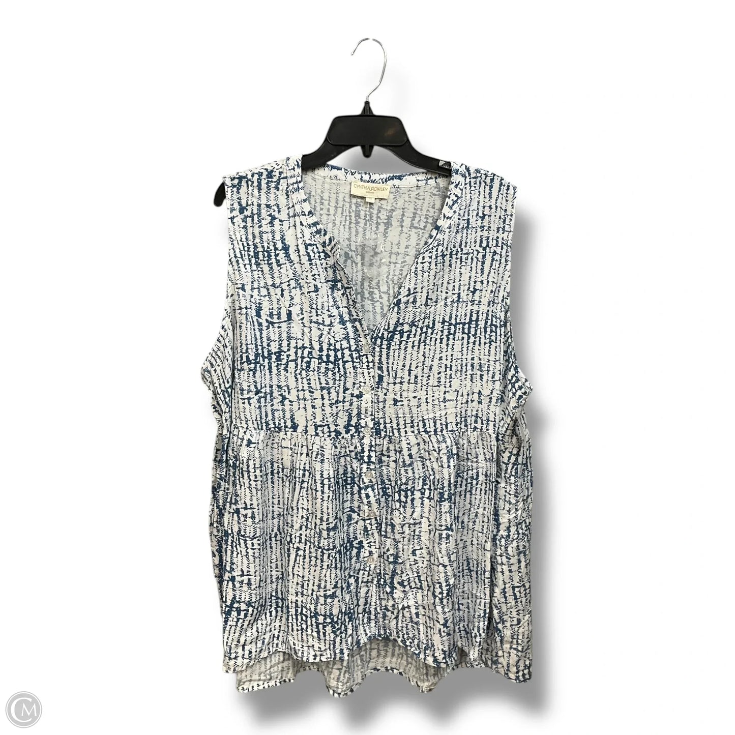 Top Sleeveless By Cynthia Rowley In Blue & White, Size: 2x