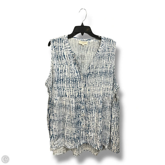 Top Sleeveless By Cynthia Rowley In Blue & White, Size: 2x