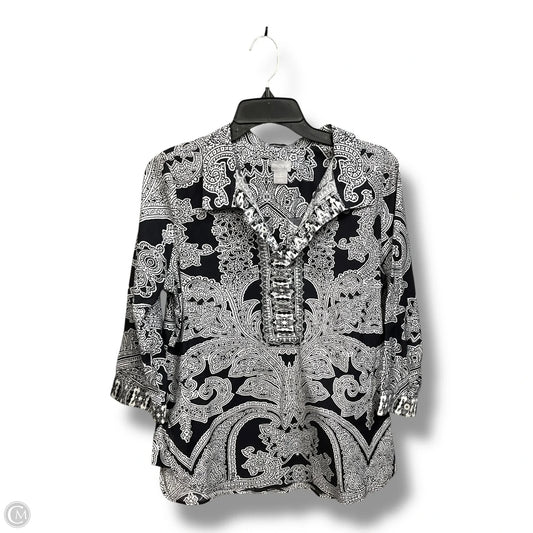 Blouse 3/4 Sleeve By Chicos In Black & White, Size: S