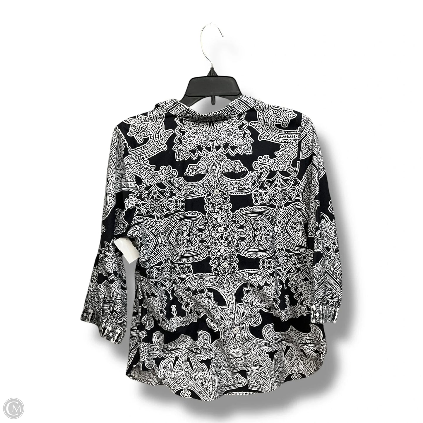 Blouse 3/4 Sleeve By Chicos In Black & White, Size: S