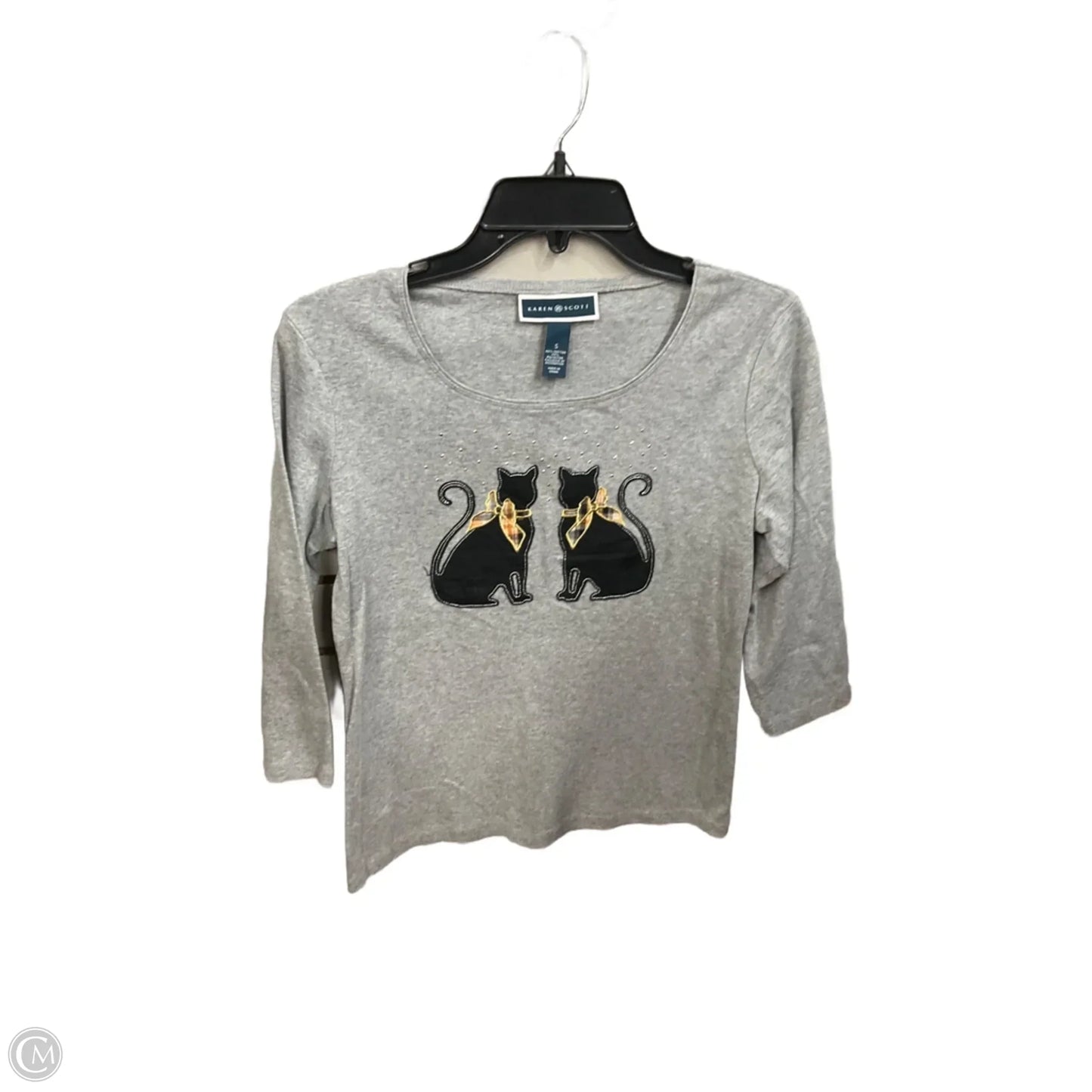 Top 3/4 Sleeve By Karen Scott In Grey, Size: S