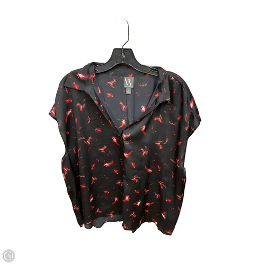 Blouse Sleeveless By Worthington In Black & Red, Size: 1x