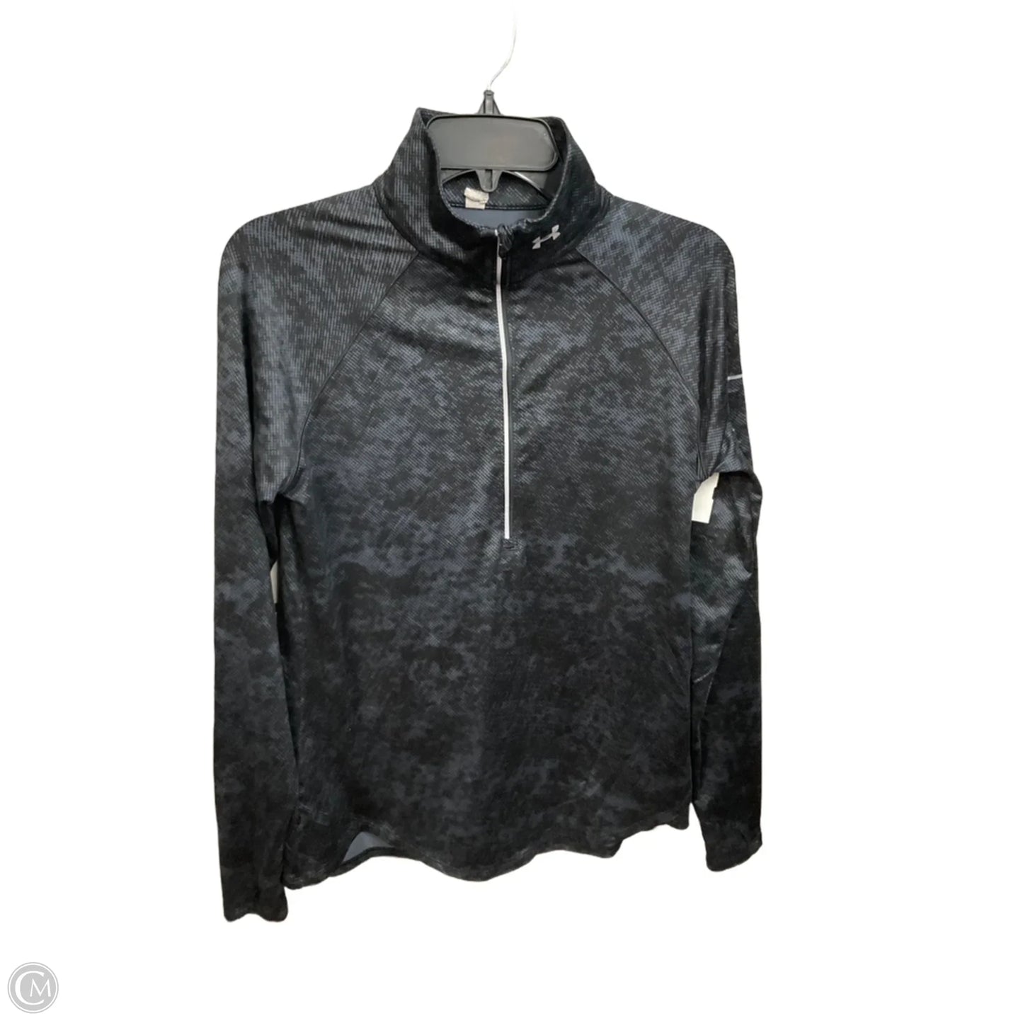 Athletic Top Long Sleeve Collar By Under Armour In Black & Grey, Size: L