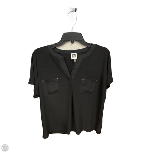 Top Short Sleeve By Anne Klein In Black, Size: L