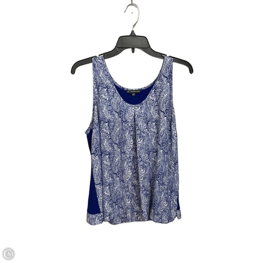 Top Sleeveless By Adrianna Papell In Blue & White, Size: L