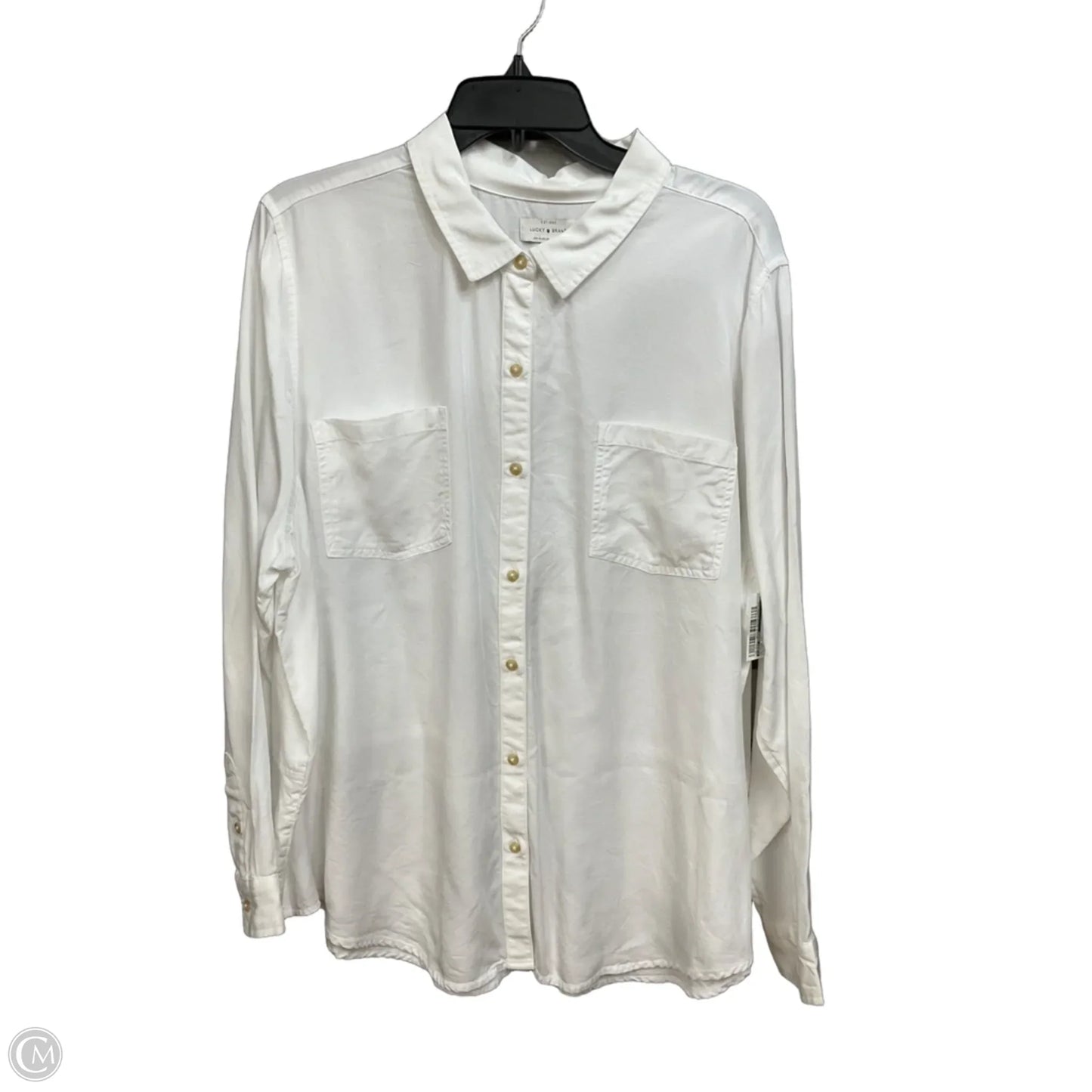 Blouse Long Sleeve By Lucky Brand In White, Size: 2x