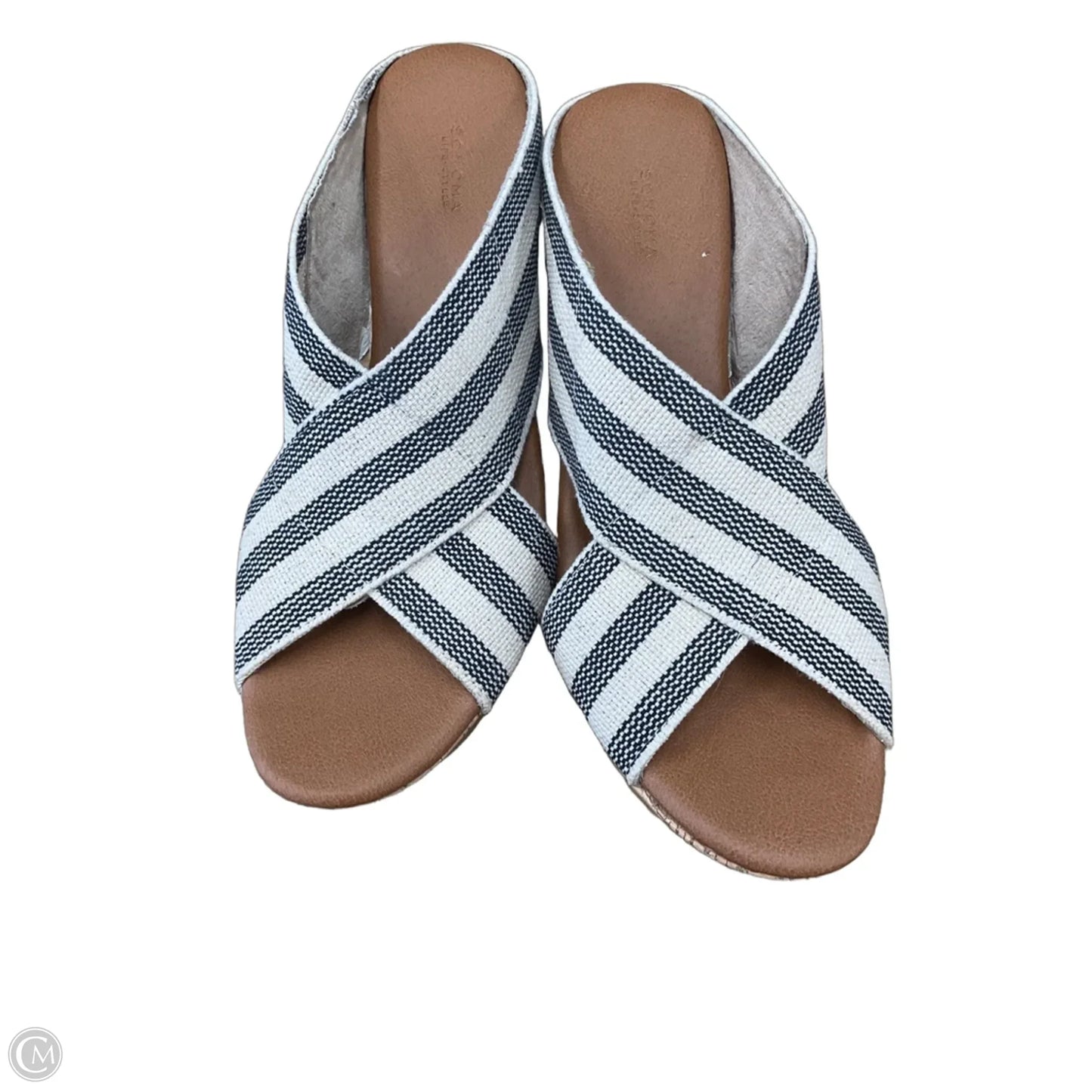 Sandals Heels Wedge By Sonoma In Striped Pattern, Size: 7
