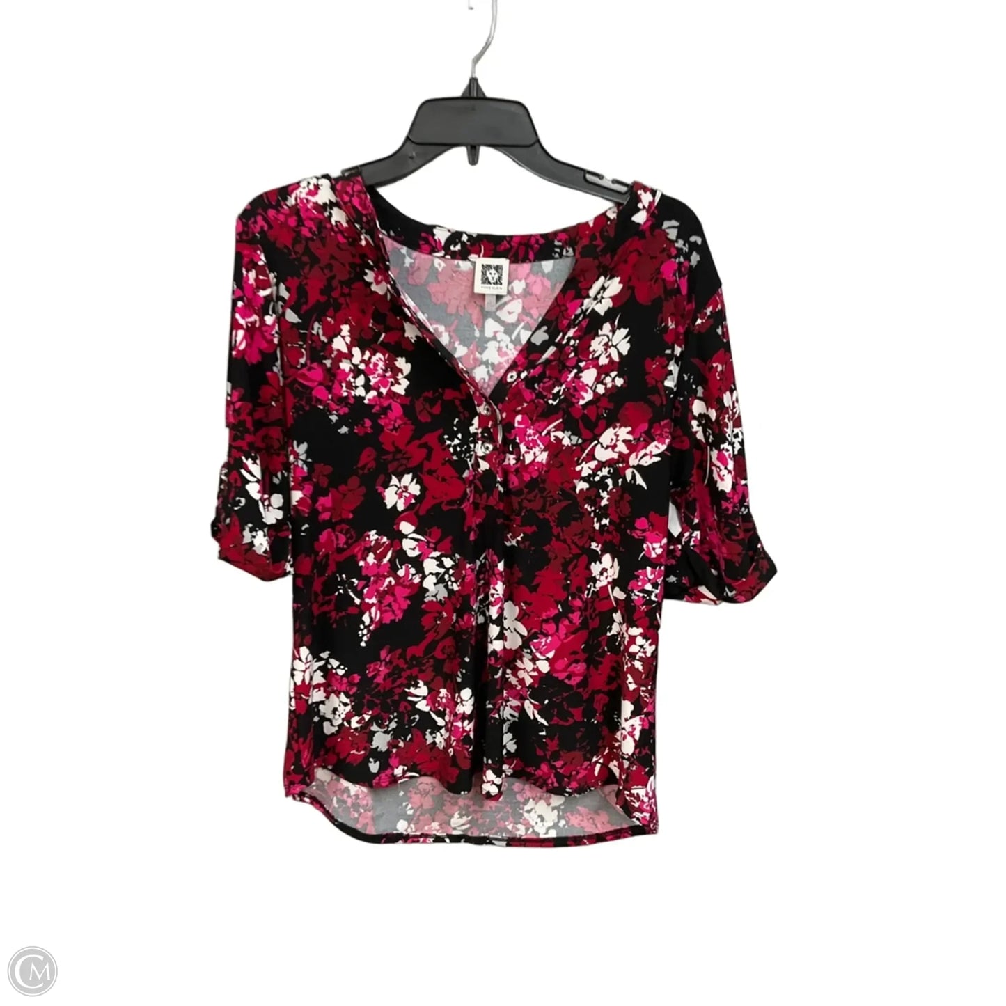 Top Short Sleeve By Anne Klein In Floral Print, Size: L