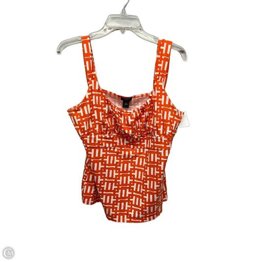 Top Sleeveless By Ann Taylor In Orange & White, Size: Xl
