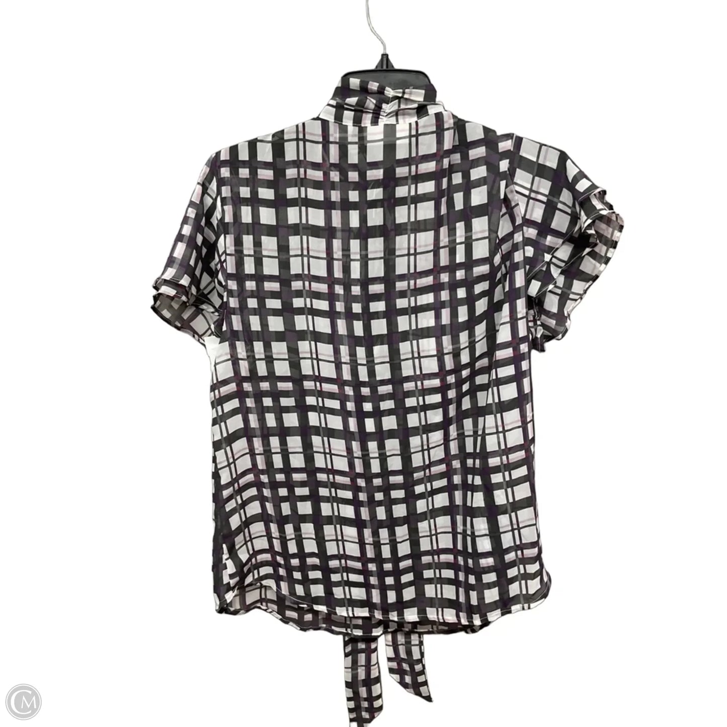 Top Short Sleeve By New York And Co In Plaid Pattern, Size: L