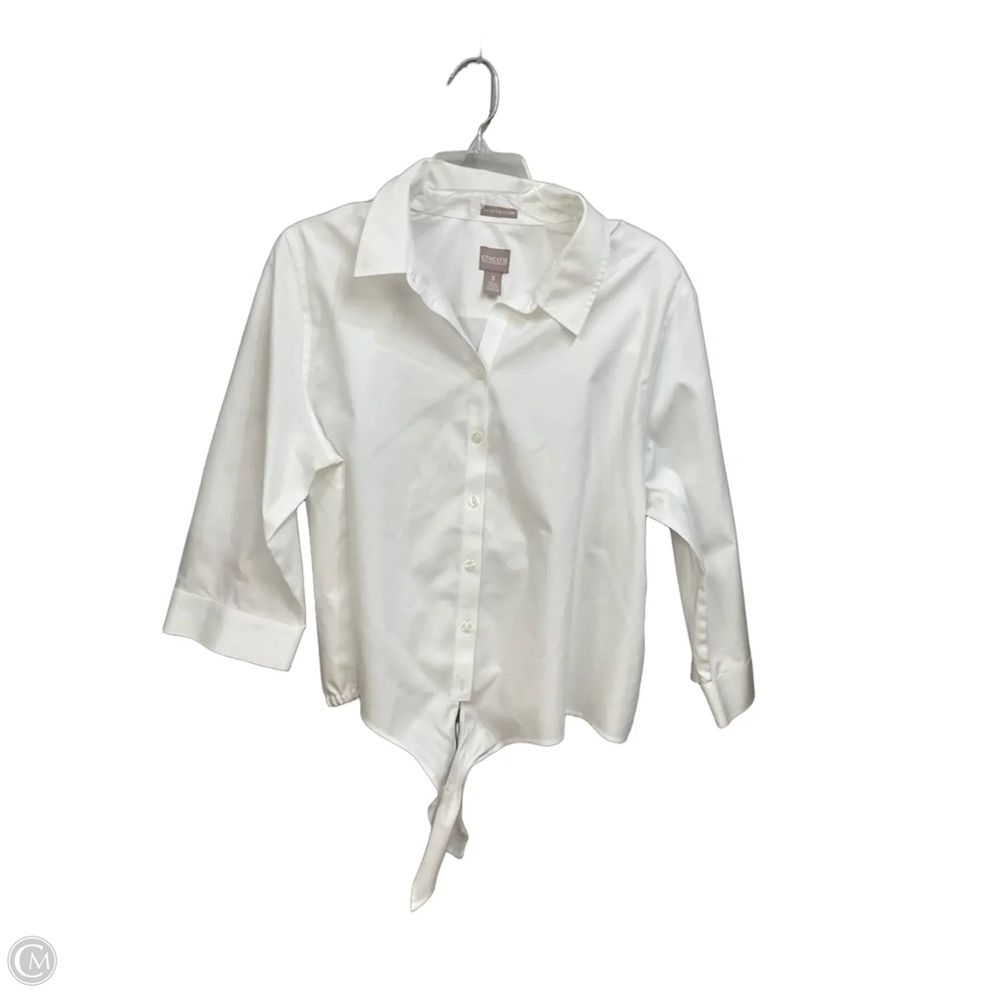 Blouse Long Sleeve By Chicos In White, Size: Xl