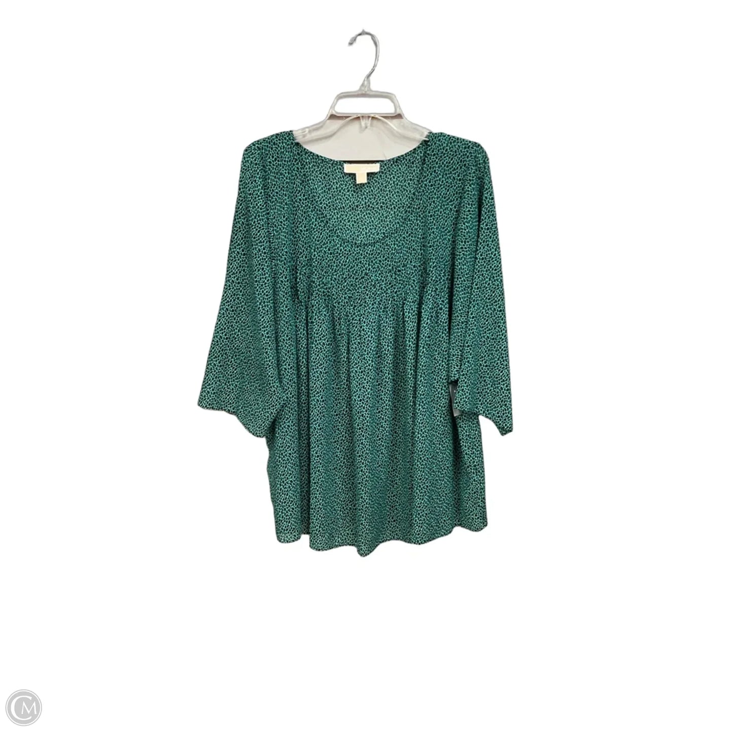 Top 3/4 Sleeve By Michael By Michael Kors In Black & Green, Size: 3x