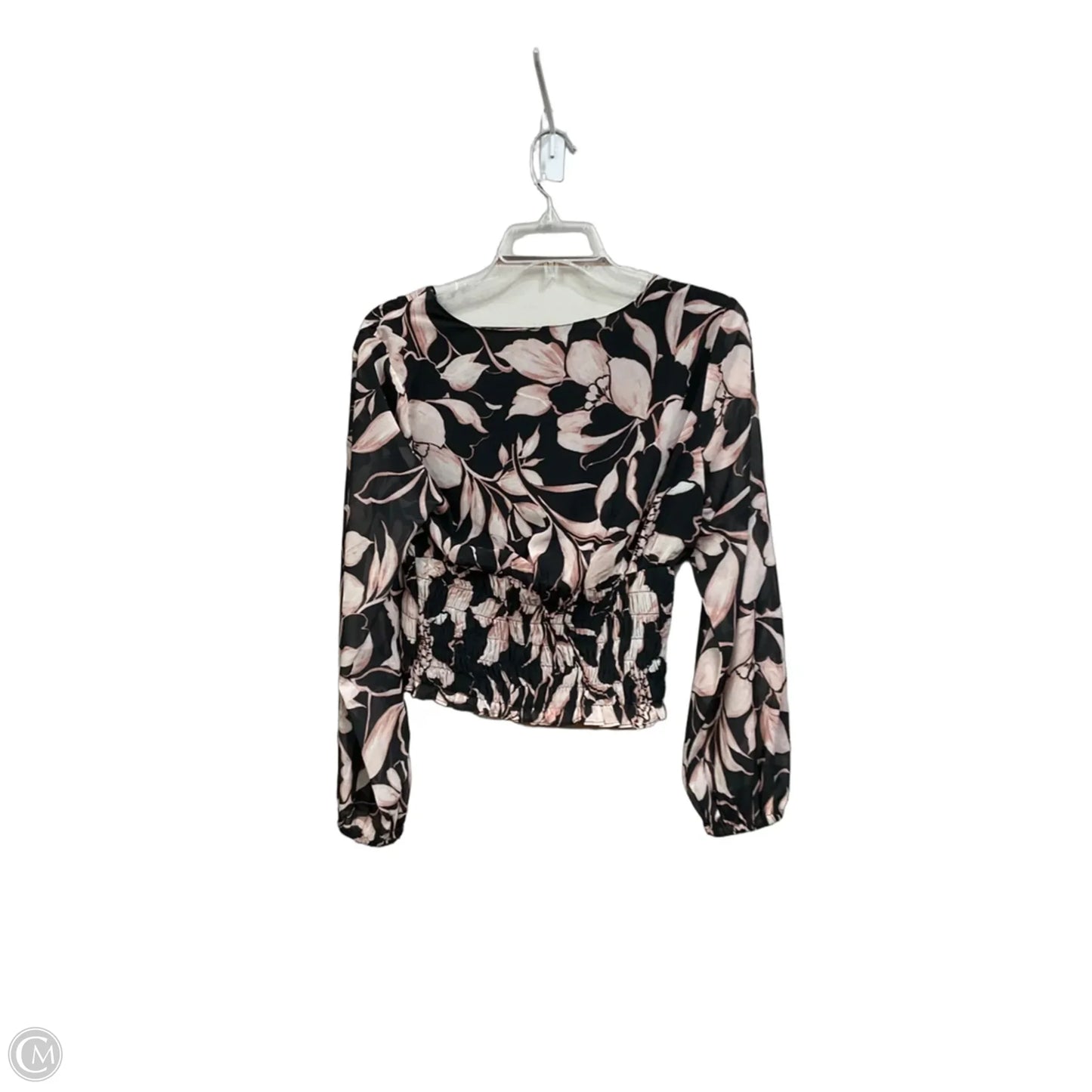 Top Long Sleeve By Banana Republic In Black & Pink, Size: S
