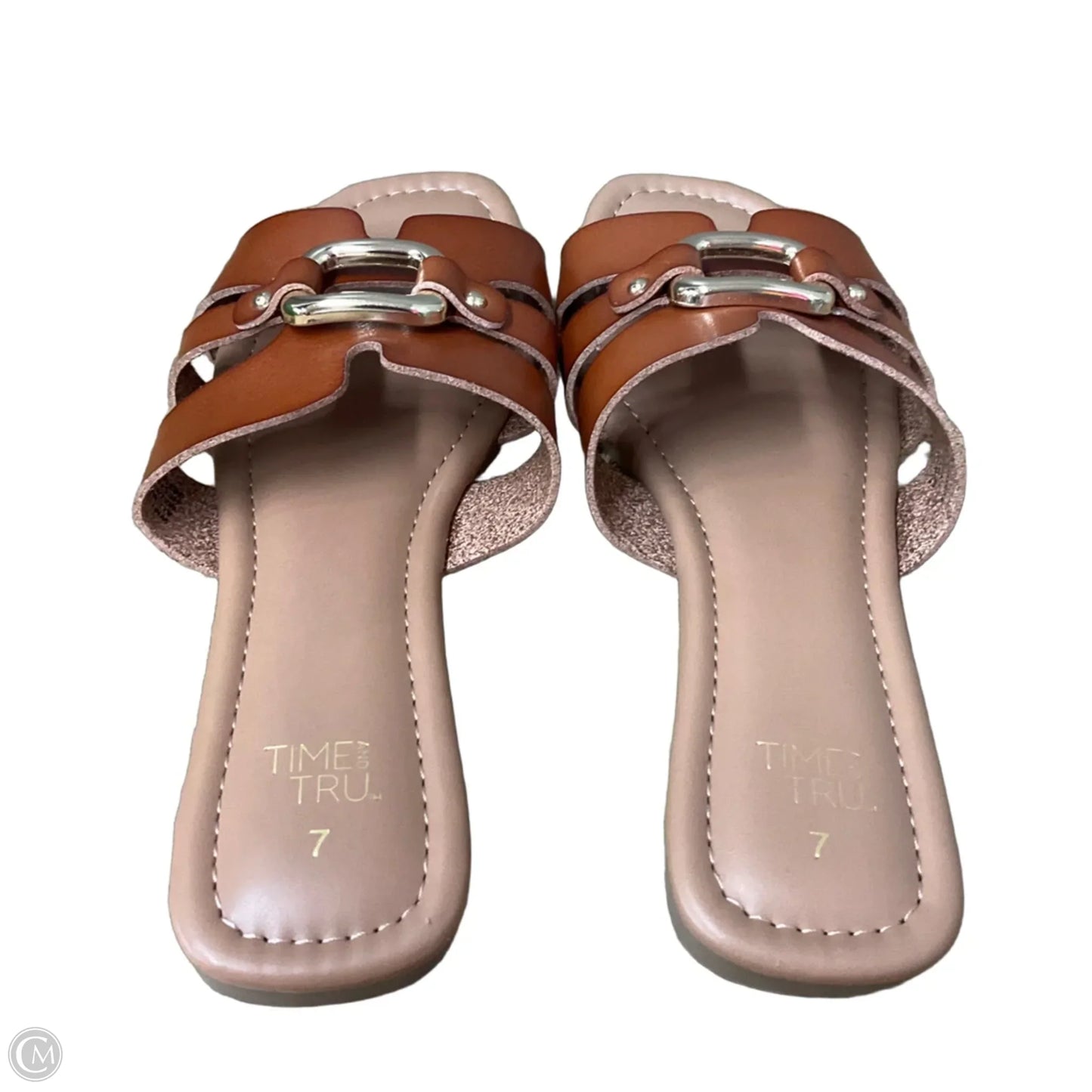 Sandals Flats By Time And Tru In Brown & Tan, Size: 7