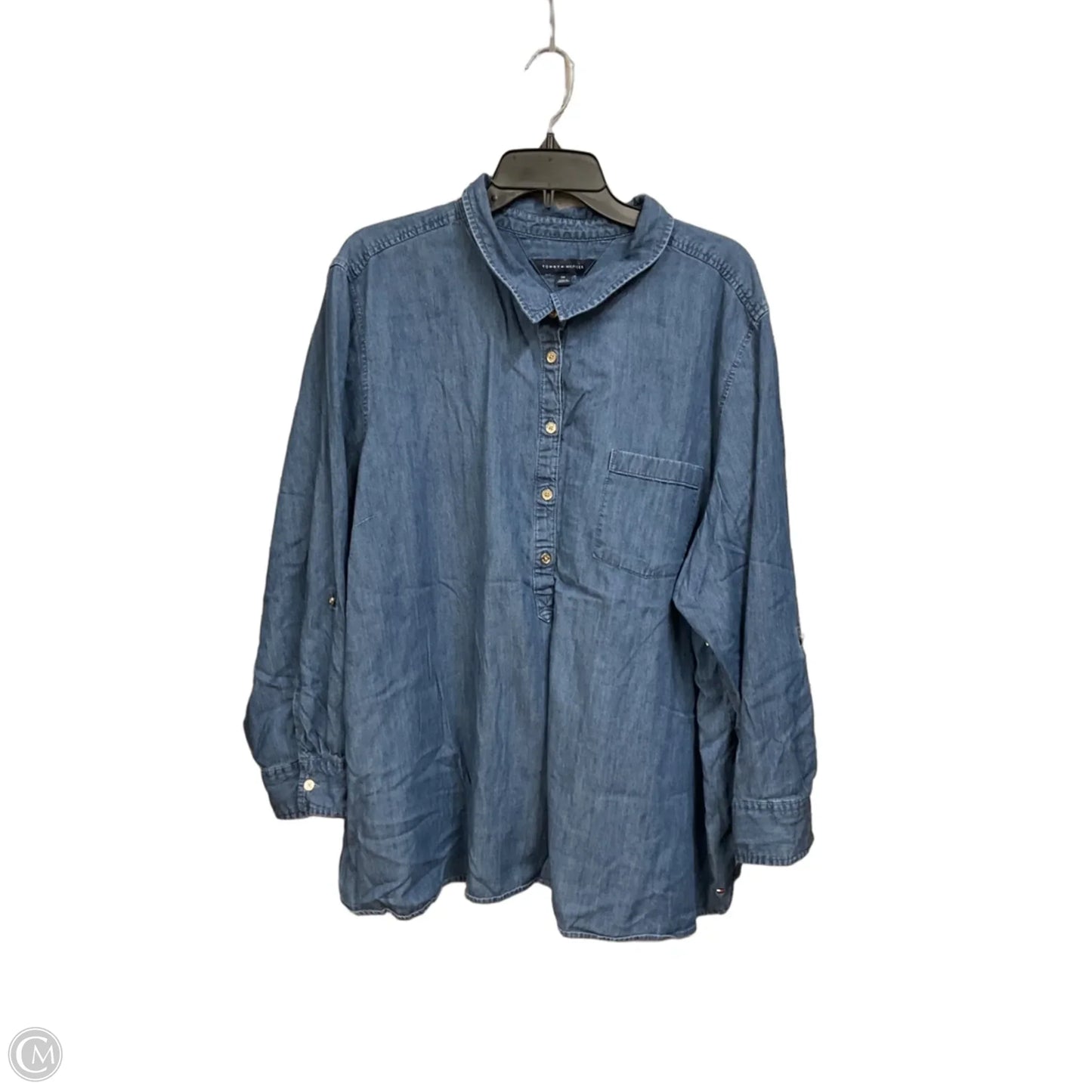Top 3/4 Sleeve By Tommy Hilfiger In Blue Denim, Size: 2x