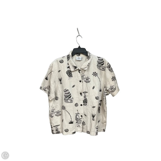 Blouse Short Sleeve By Hot Cotton In Black & Cream, Size: Xl
