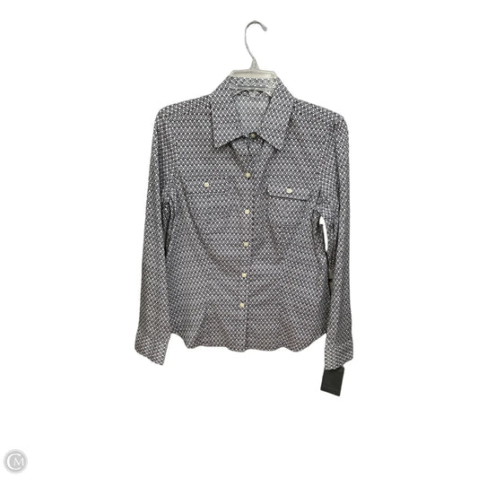 Blouse Long Sleeve By Liz Claiborne In Blue & White, Size: S
