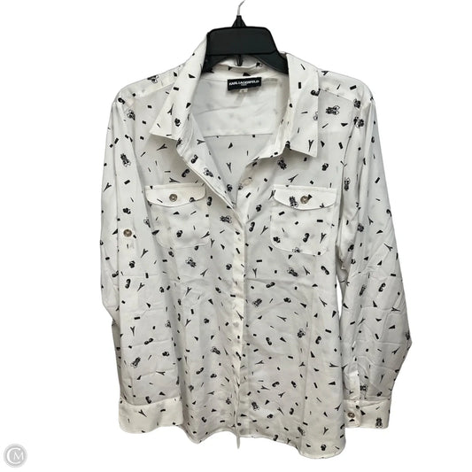 Blouse Designer By Karl Lagerfeld In Black & White, Size: Xl