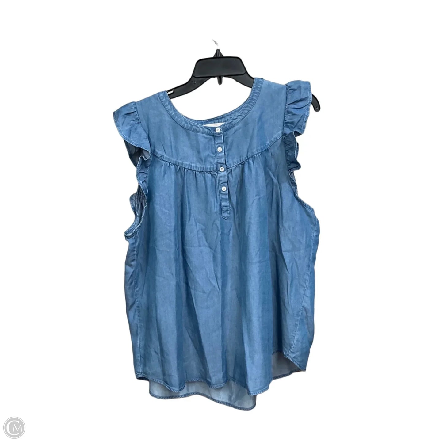 Top Sleeveless By Loft In Blue Denim, Size: Xl