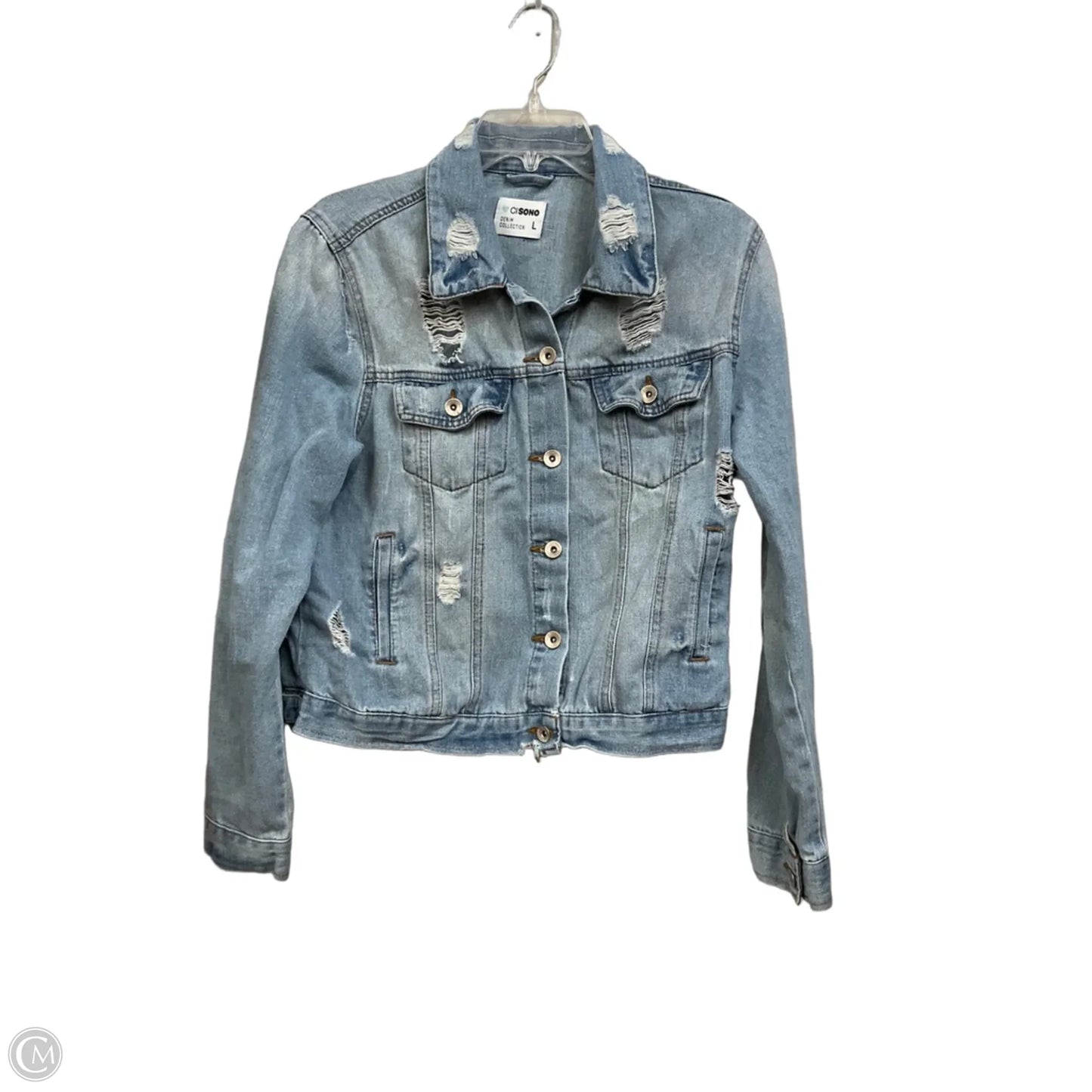 Jacket Denim By Ci Sono In Blue Denim, Size: L