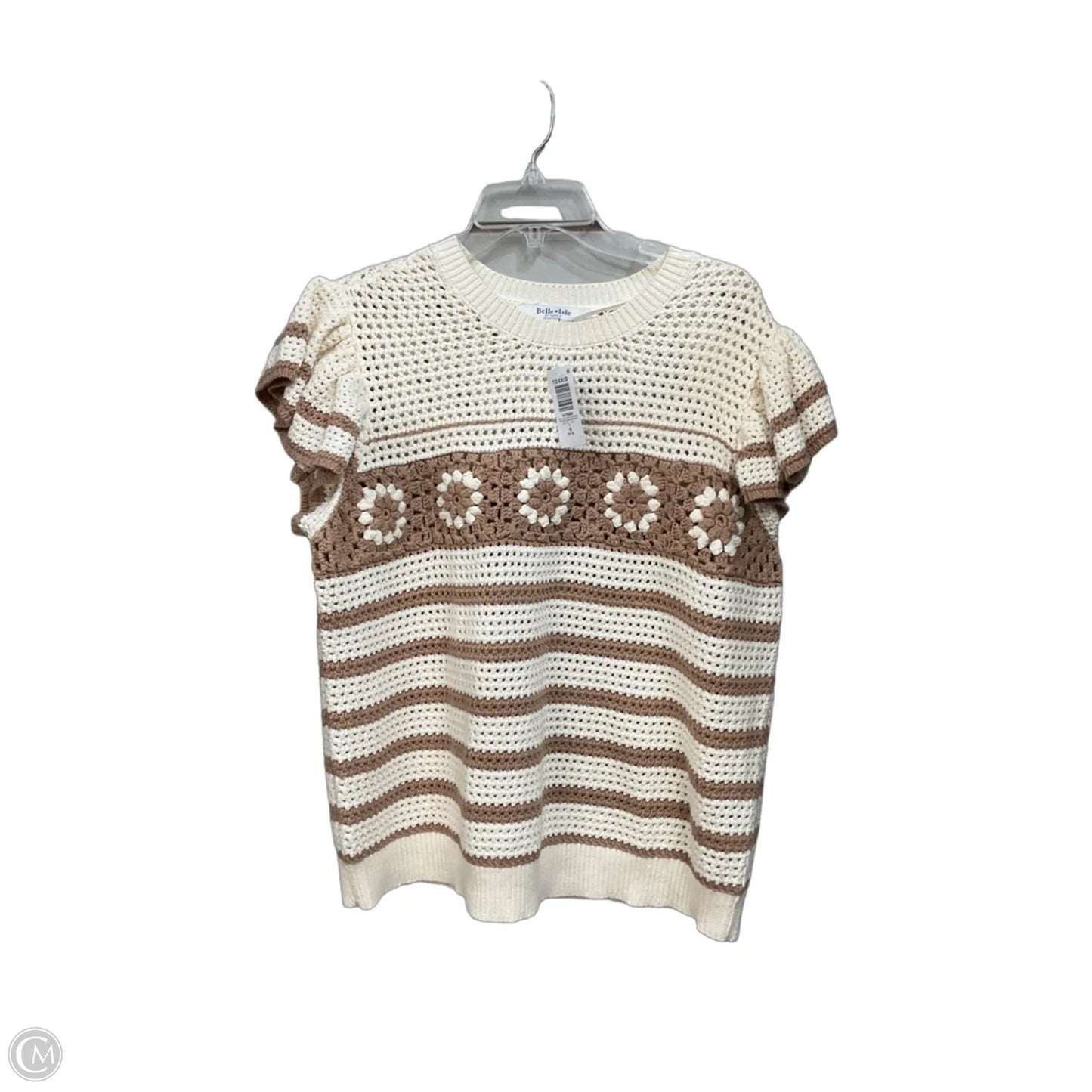 Sweater Short Sleeve By Cmc In Tan & White, Size: Xl