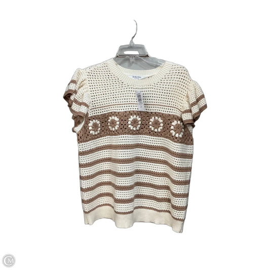 Sweater Short Sleeve By Cmc In Tan & White, Size: Xl