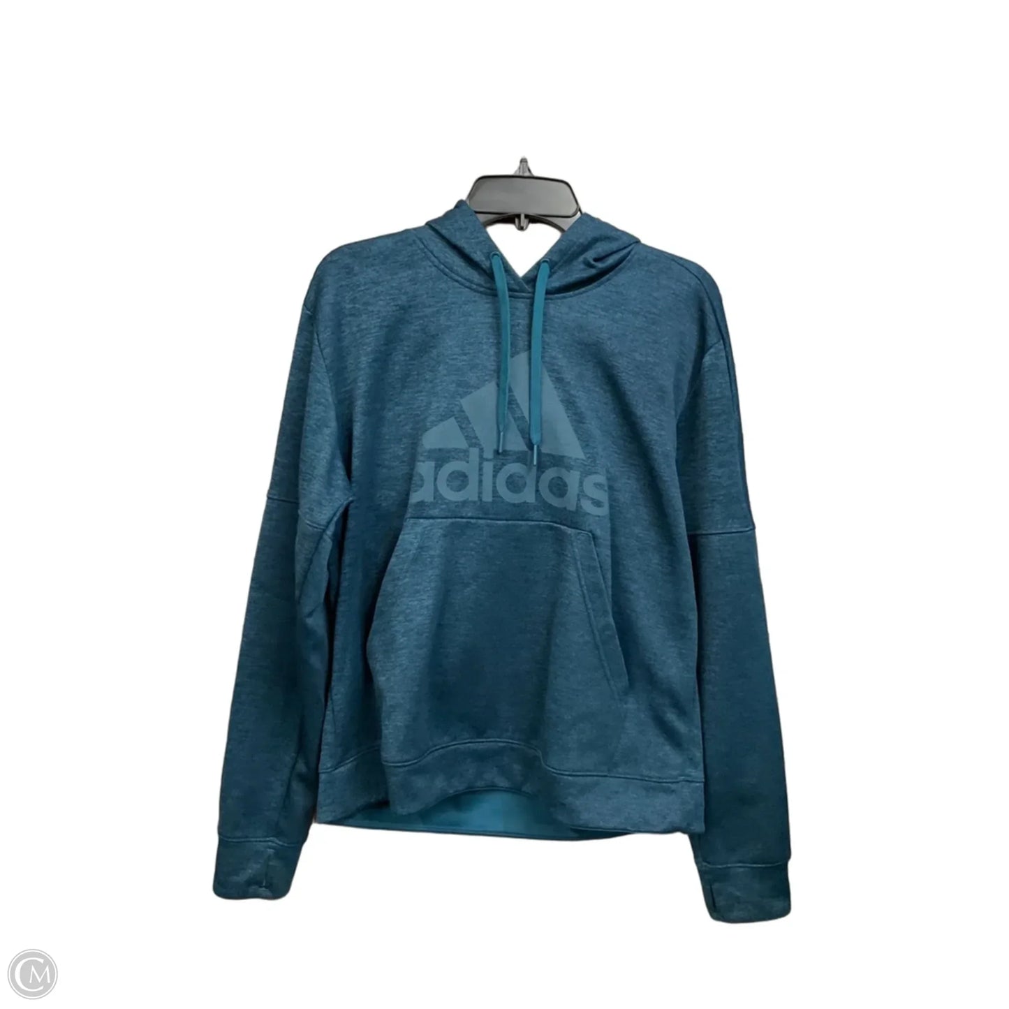 Athletic Sweatshirt Hoodie By Adidas In Teal, Size: Xl