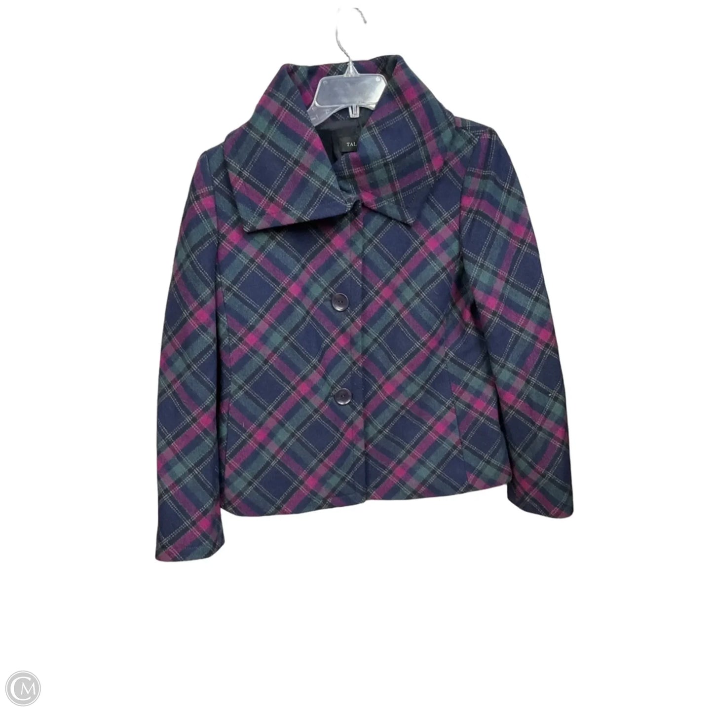 Coat Peacoat By Talbots In Plaid Pattern, Size: M