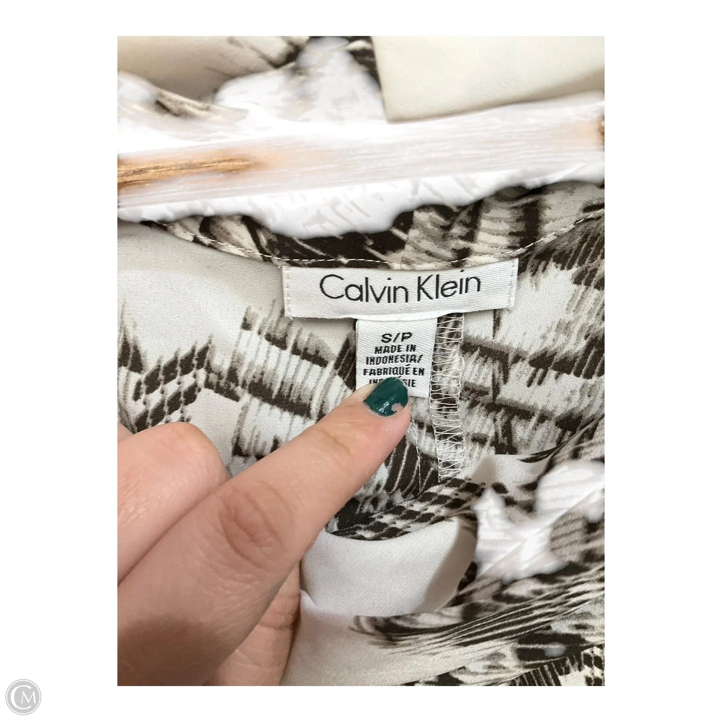 Top Sleeveless By Calvin Klein In Brown & White, Size: S