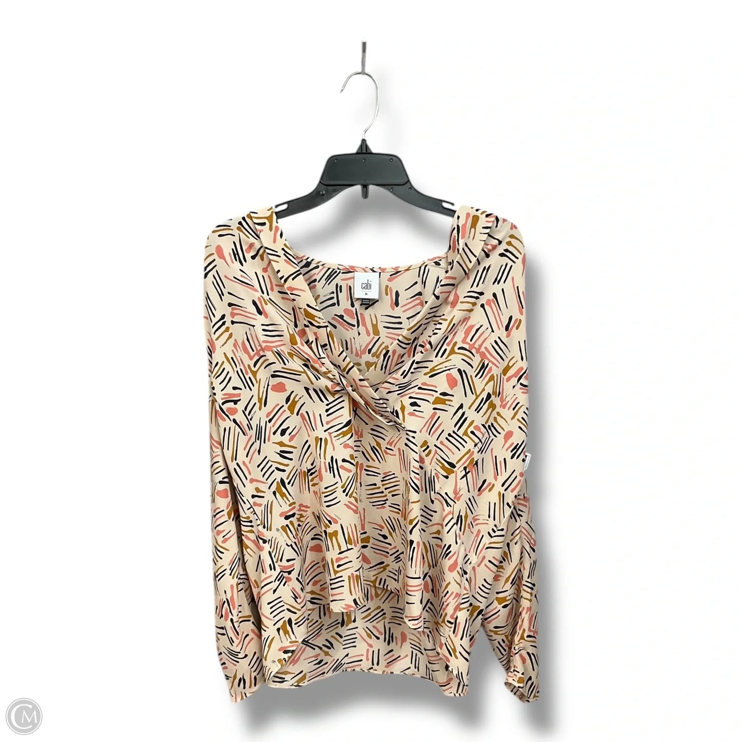 Blouse Long Sleeve By Cabi In Geometric Pattern, Size: M