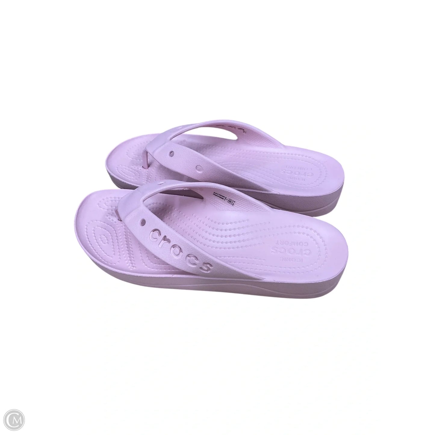 Sandals Flip Flops By Crocs In Pink, Size: 9