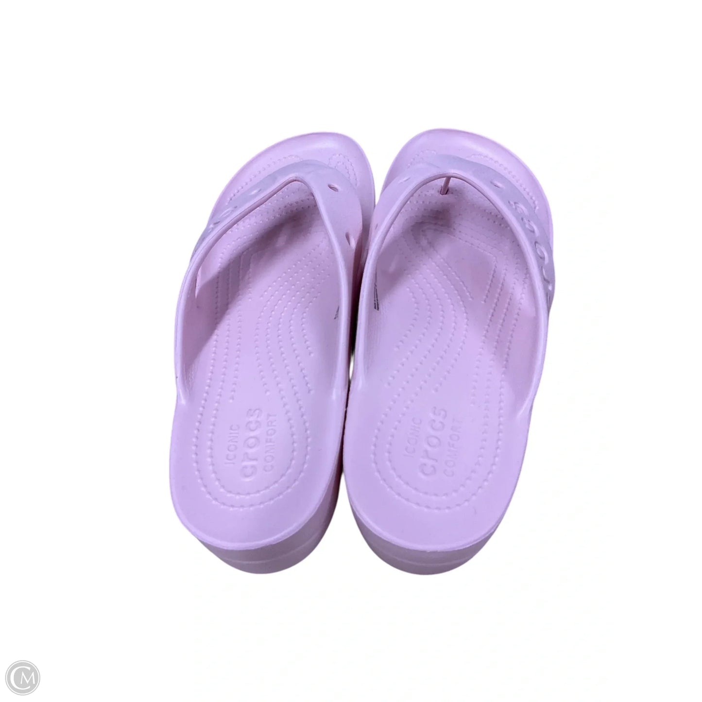 Sandals Flip Flops By Crocs In Pink, Size: 9