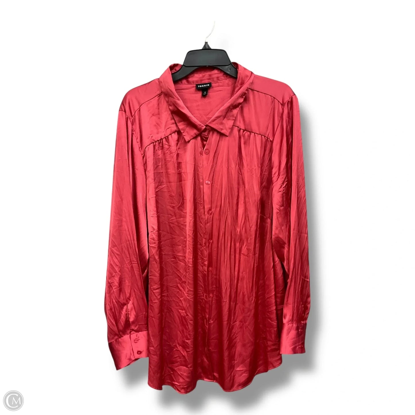 Blouse Long Sleeve By Torrid In Pink, Size: 4x
