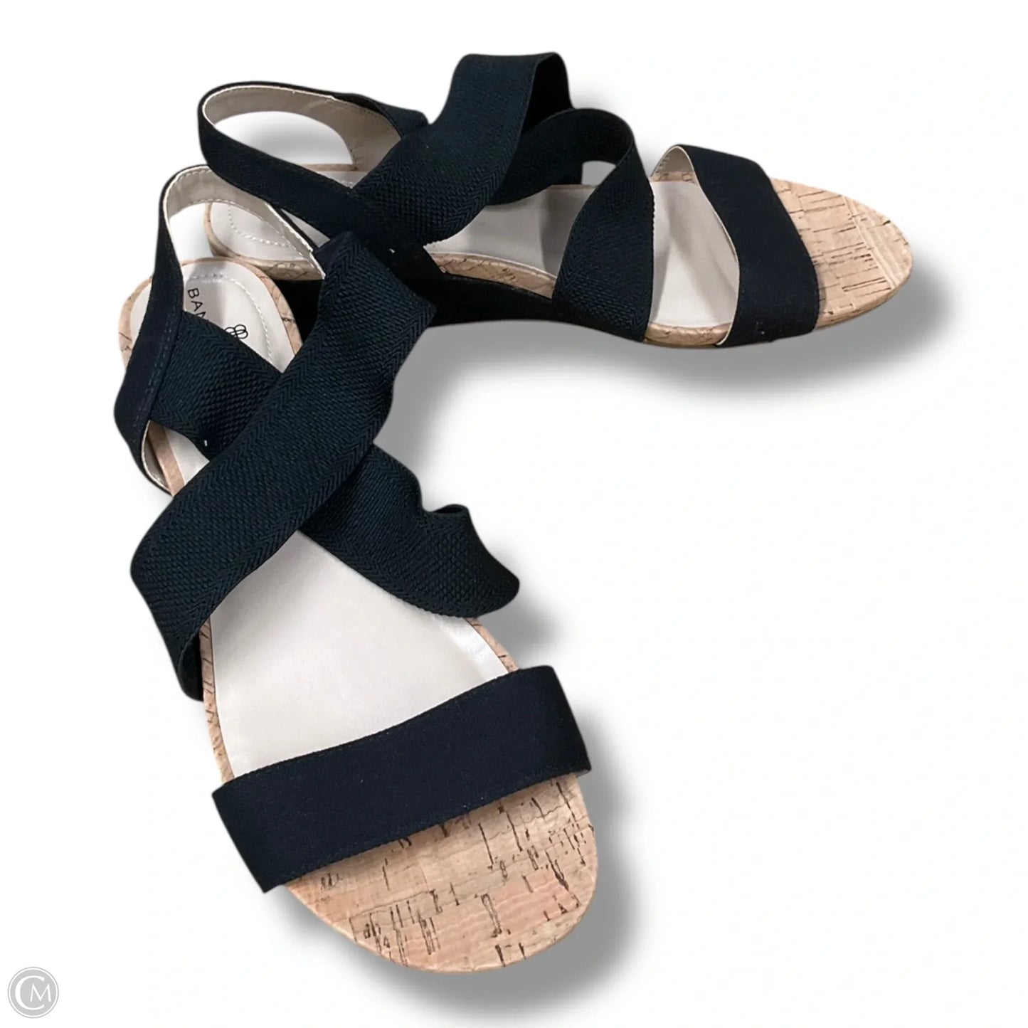 Sandals Heels Wedge By Bandolino In Black & Tan, Size: 7.5