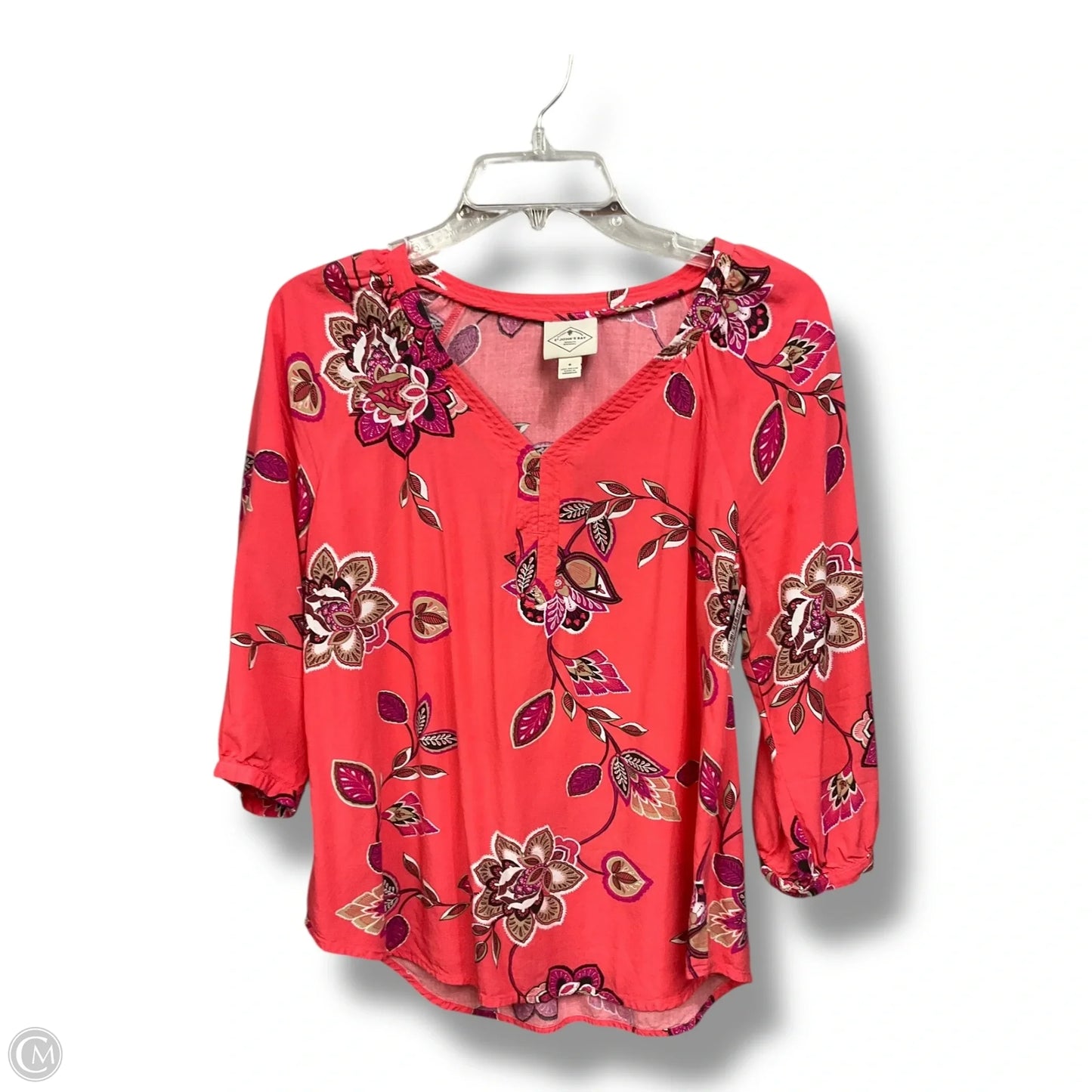 Top 3/4 Sleeve By St Johns Bay In Coral, Size: S